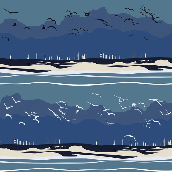波涛汹涌的大海模式 — 图库矢量图片