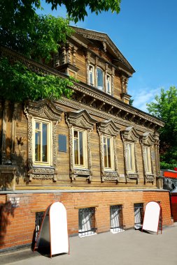 Example of 19th-century wooden buildings Nizhny Novgorod Russia clipart