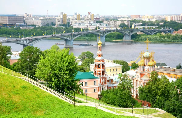 Stroganov egyház Nyizsnyij Novgorod Oroszország július megtekintése — Stock Fotó