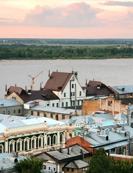 Pink sunset view of the oldest part of Nizhny Novgorod Russia — Stock Photo, Image