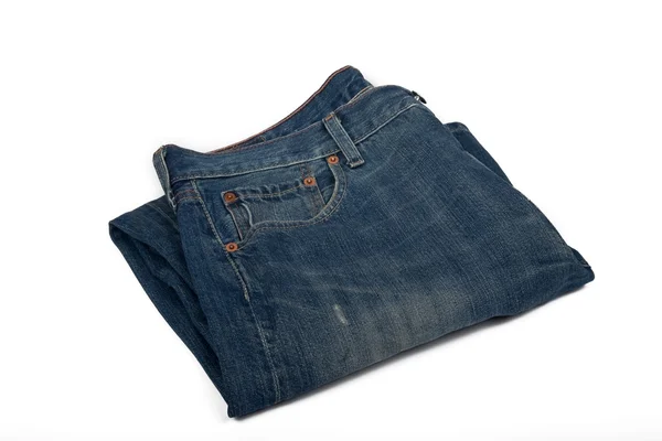Gebruikte blue jeans — Stockfoto