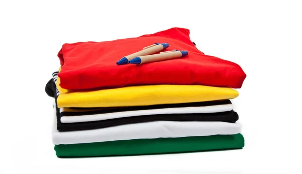 T shirts and pens — Stock Photo, Image