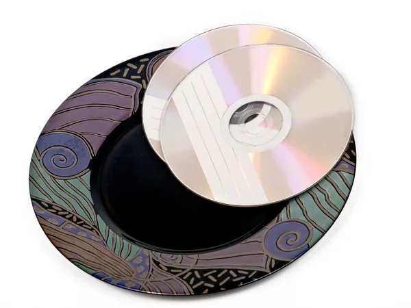 CD-ROM на тарілку — стокове фото