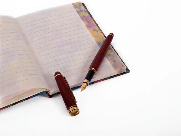 日记和钢笔 — 图库照片