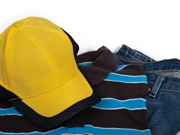 Mütze, Poloshirt und Jeans — Stockfoto