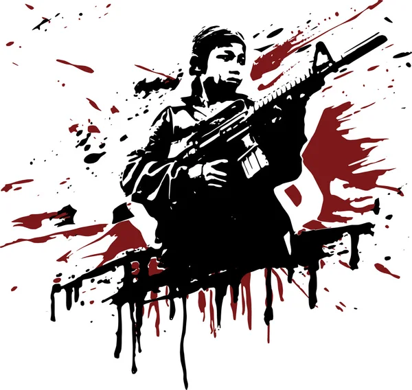 Militaire avec un pistolet — Image vectorielle