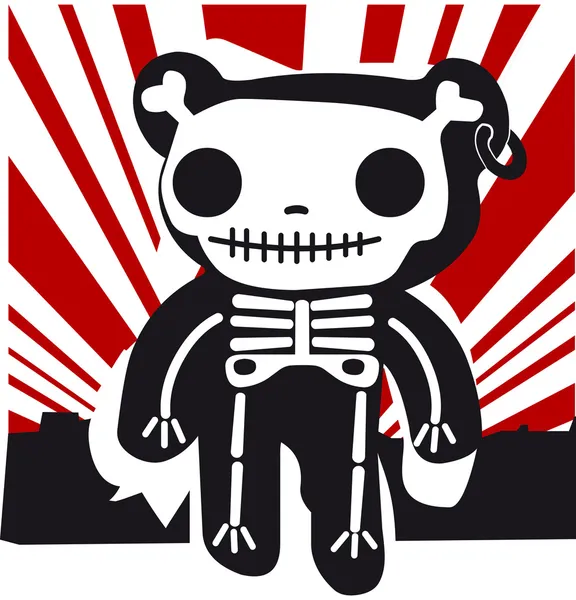 Grunge achtergrond met teddy in botten — Stockvector