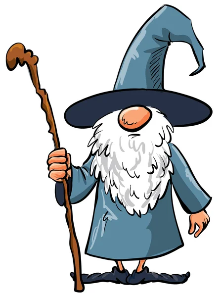 Eenvoudige cartoon wizard met personeel — Stockvector