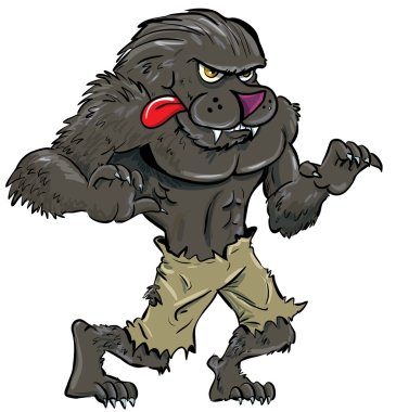 Cartoon werewolf with tongue clipart