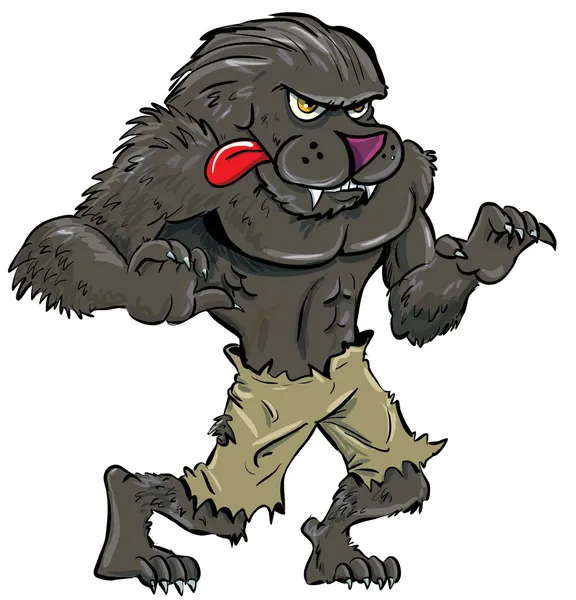 Loup-garou dessin animé avec langue — Image vectorielle