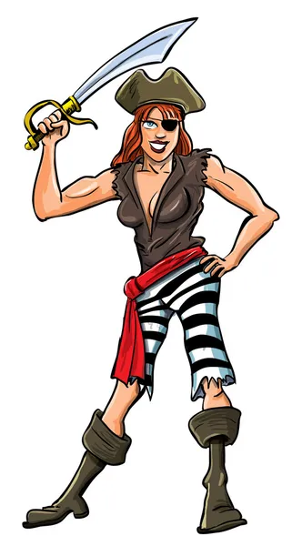Cartoon illustration av sexy lady pirate. — Stock vektor