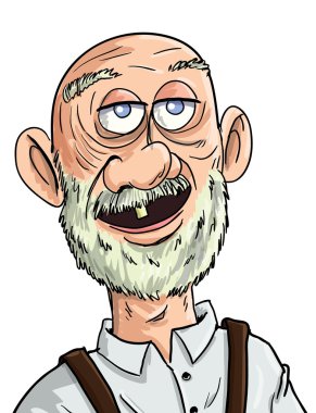 Cartoon old man with one tooth clipart