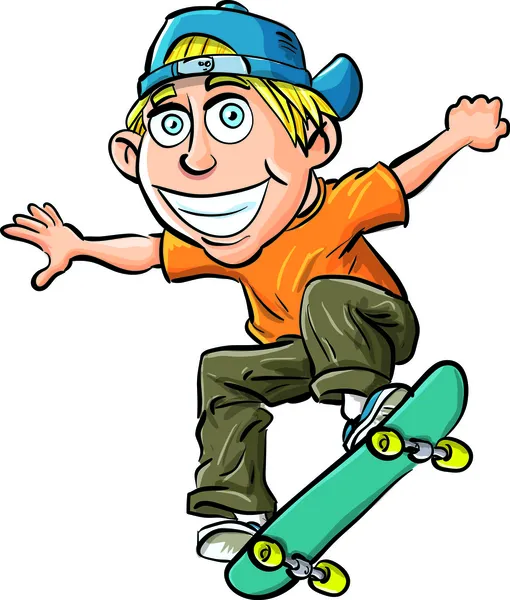 Cartoon skater boy flying through the air — Stock Vector