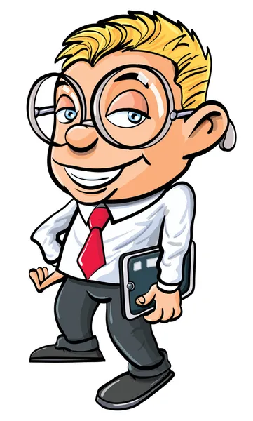 Cartoon cute nerdy office worker — Stock Vector