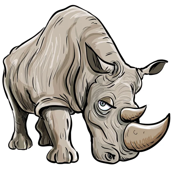 Illustration cartoon d'un rhinocéros — Image vectorielle