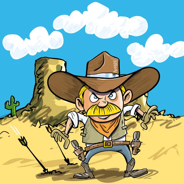Cartoon cowboy tekening zijn kanonnen — Stockvector