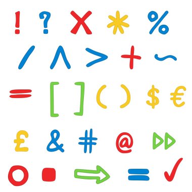 Striped set - marks, currency, school symbols clipart