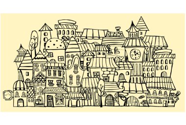 Doodle town clipart