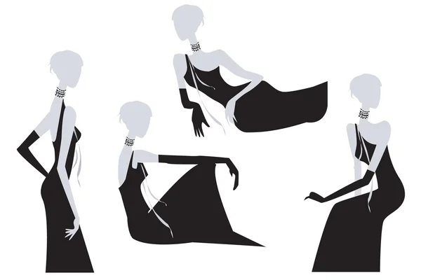 Vector meisje in vier varianten van poses — Stockvector