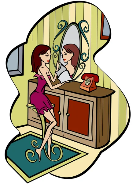 Vektor Cartoon Mädchen in seinem Zimmer — Stockvektor