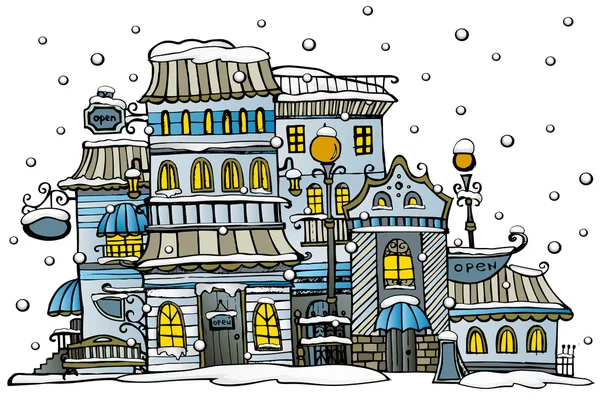 Desenhos animados inverno cidade — Vetor de Stock