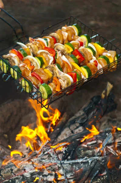 stock image Skewers over open fire