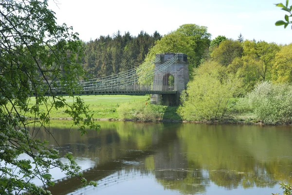 Unie Kettingbrug op horncliffe op de rivier de tweed — Stockfoto