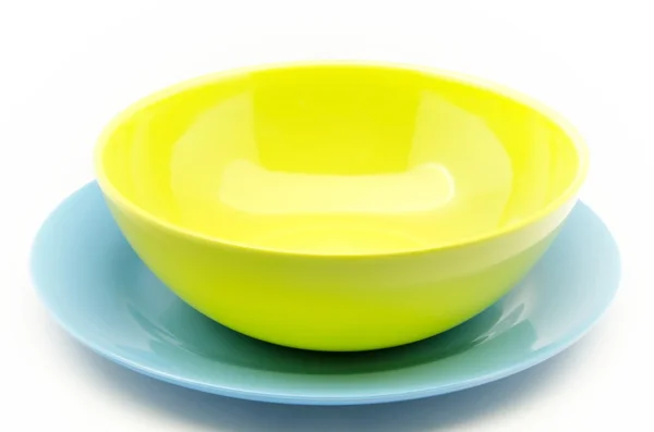 彩色塑料盘子 — 图库照片