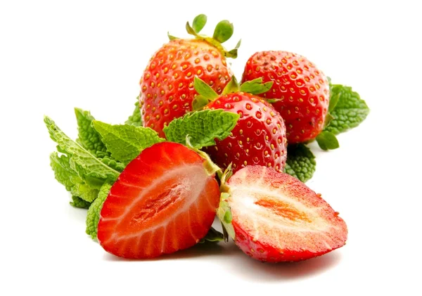 stock image Strawberries with mint leaves