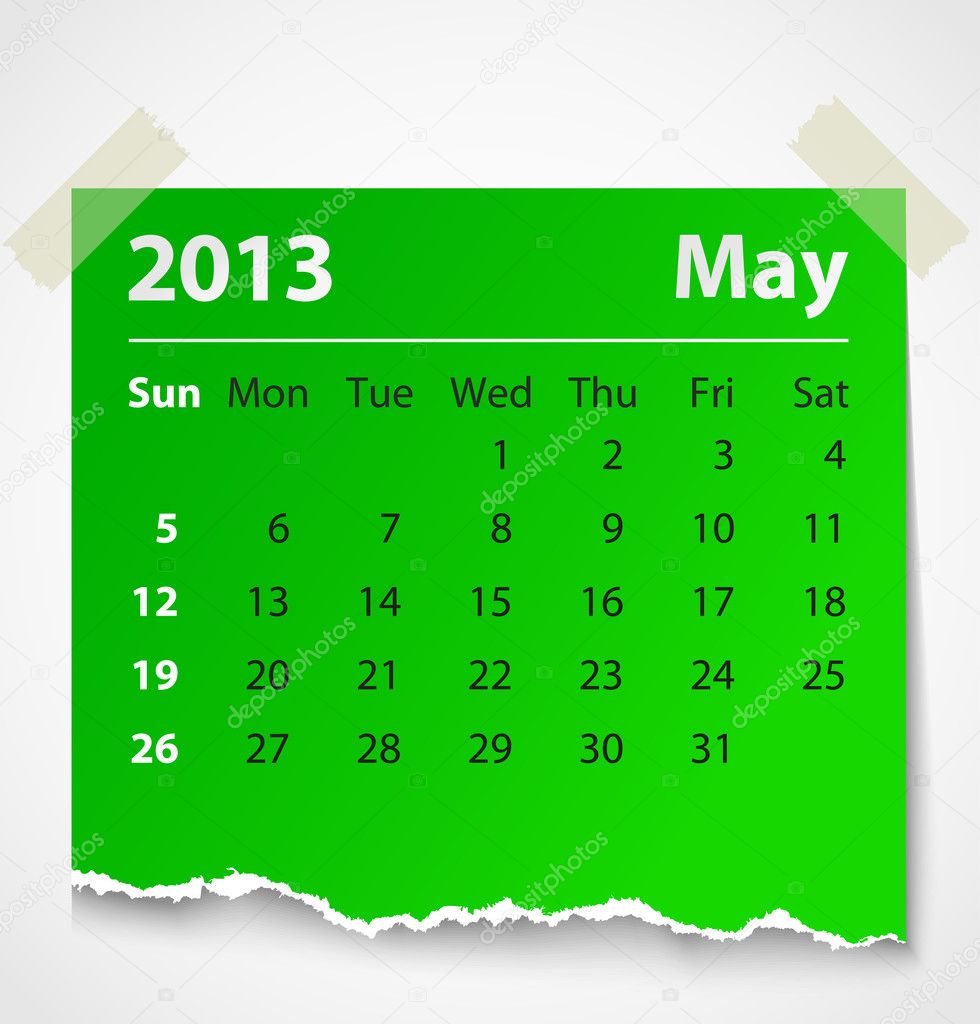 2013 calendar may colorful torn paper Stock Vector © skymax #12341344