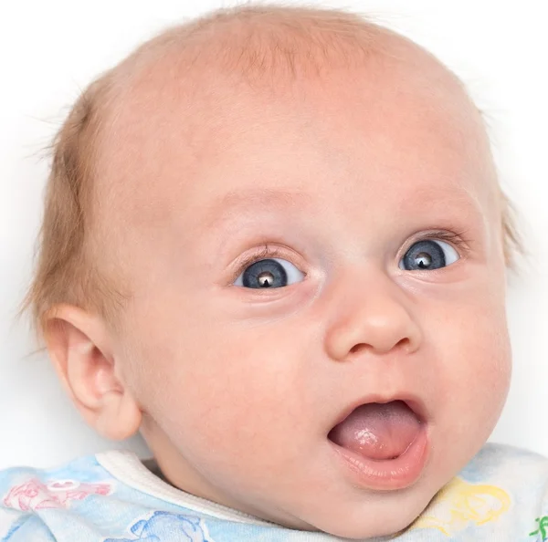 Retrato de um bebê com interesse — Fotografia de Stock