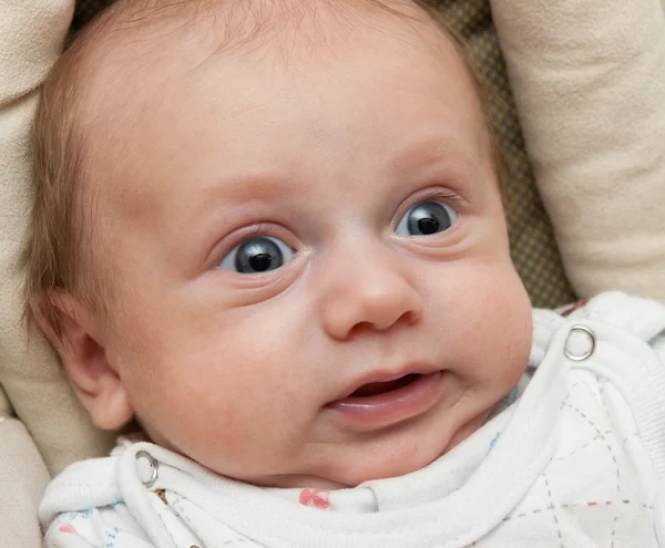 Baby making a funny surprised face — Stock Photo, Image