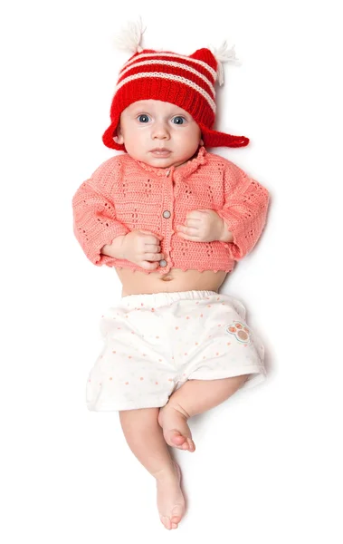 Serious baby in a jump — Stock Photo, Image