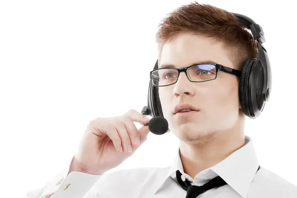 Mladý muž v headsetu — Stock fotografie