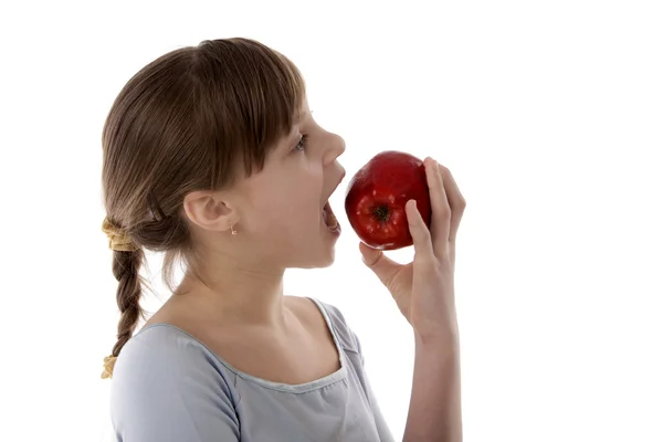 Pige med æble - Stock-foto