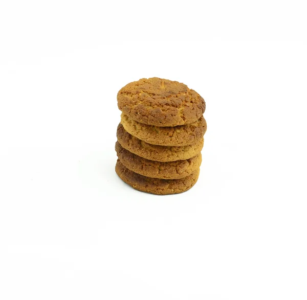 白色背景的燕麦饼干 — 图库照片