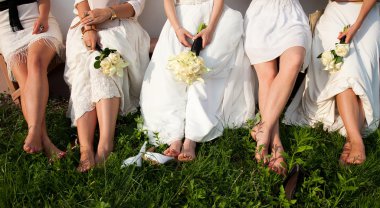 Bride and bridesmaids legs clipart