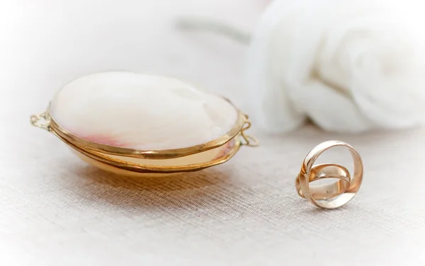 Snubní prsteny v sépiových tónech — Stock fotografie