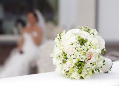 Wedding bouquet in basket clipart
