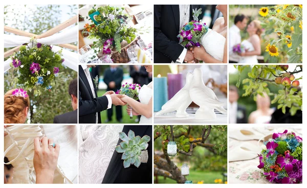 Garden party wedding - collage of images — Stock Photo, Image