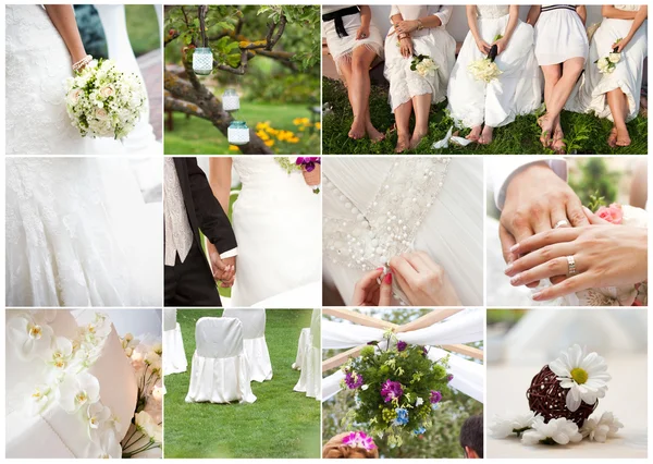 Wedding theme collage composed of different images — Stock Photo, Image