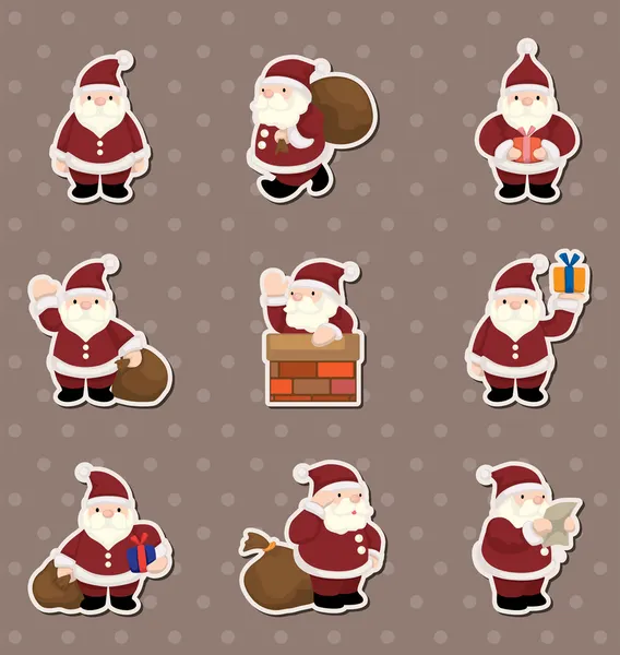 Dibujos animados Santa Claus pegatinas de Navidad — Vector de stock