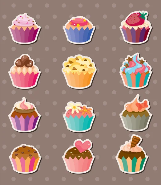 Cup-cake stickers — Stock Vector