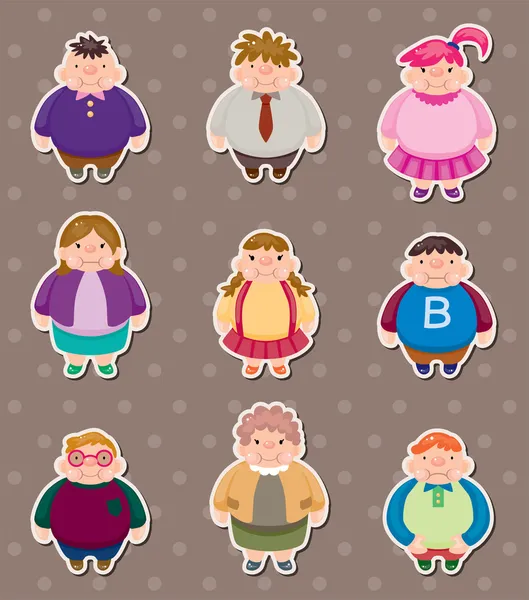 Cartoon Fat stickers — Stock Vector