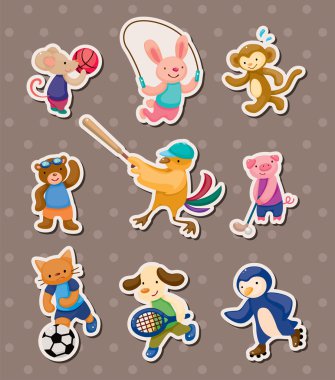 animal sport stickers clipart