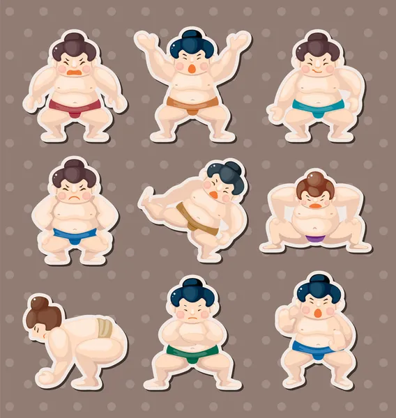 Sumo player stickers — Stock Vector