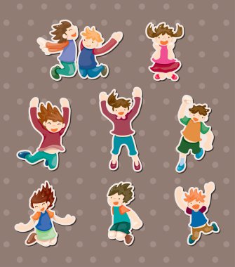 child jump stickers clipart