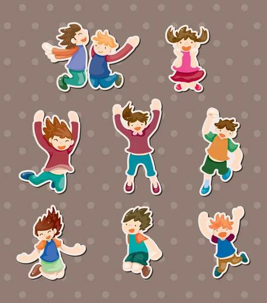 Child jump stickers — Stock Vector
