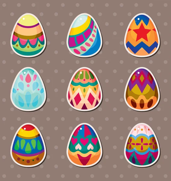Pegatinas de huevo de Pascua de dibujos animados — Vector de stock