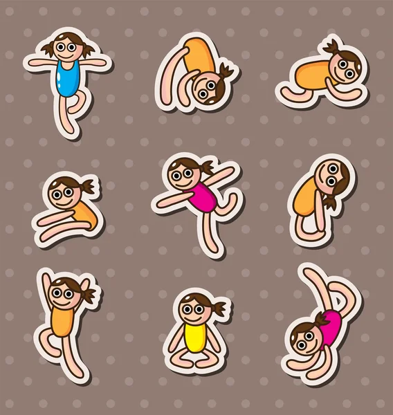 Yoga dance stickers — Stock Vector
